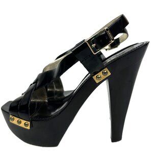 Versace Patent Leather Platform Heels Sandals Black Size‎ 38